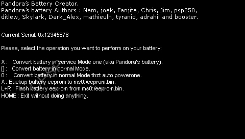 pandora battery downgrade psp