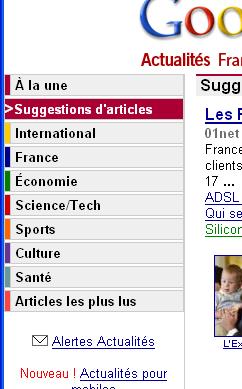 google news sugestion d'articles