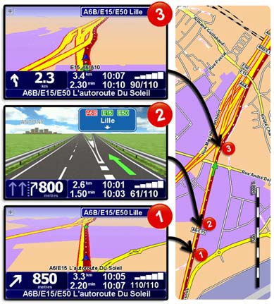 TomTom guide avancé sur voie